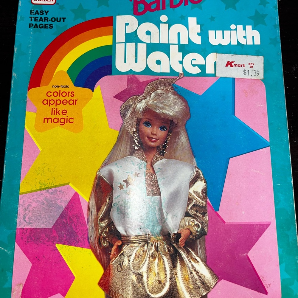 Vintage‎ 1990 Golden Books Mattel Barbie Paint With Water NEW Unused